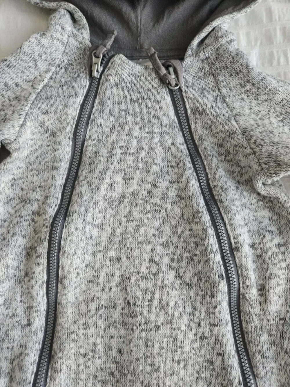 H&M Baby Fleece Hooded Bunting Suit Gray Heather 2-4 Months Full Zip One Piece